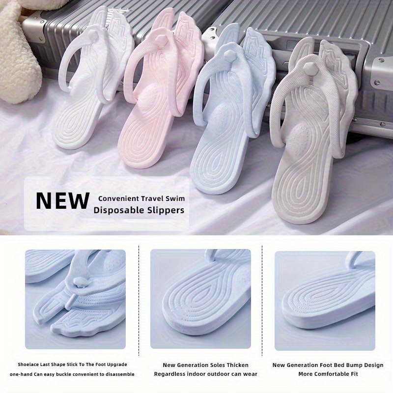 un par de zapatillas plegables portátiles para viajes y viajes de negocios, chanclas de playa para pareja, zapatillas de baño antideslizantes para hotel Detalles del producto 0