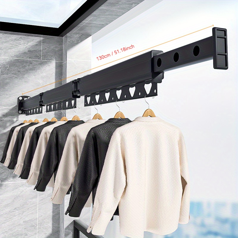 item picture 1pc foldable clothes drying rack with hooks wall mounted space saving hanger for balcony laundry room bathroom adjustable and expandable drying racks