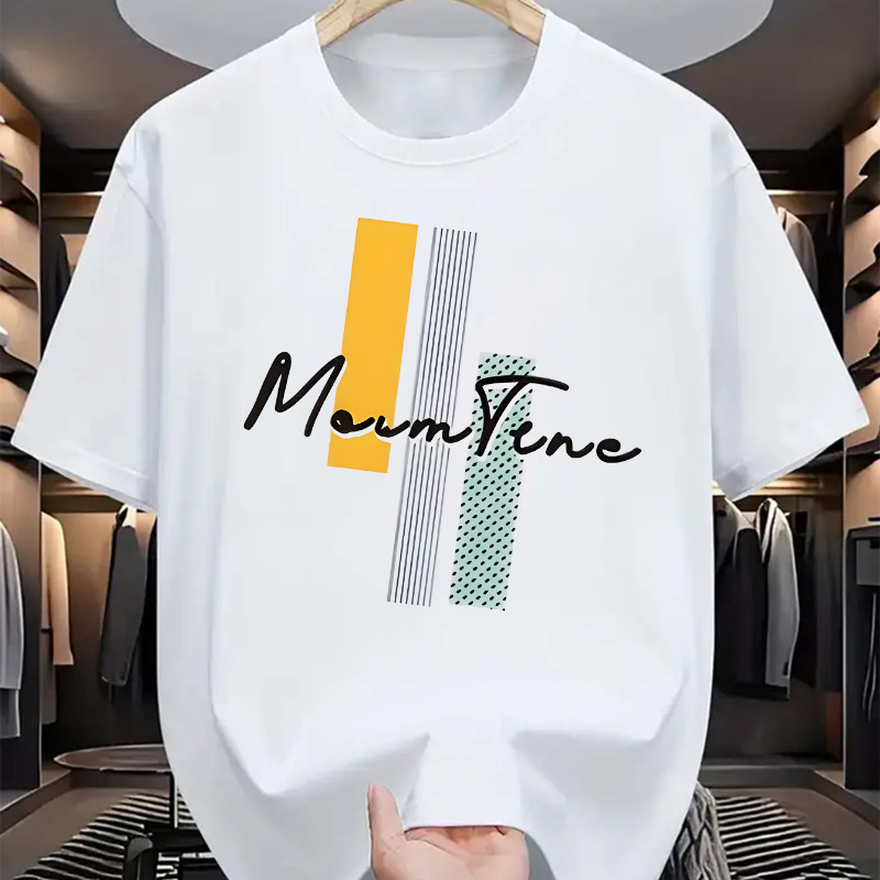 

Men's T-shirt - Casual Knit Polyester Fabric Crew Neck Top With Stretch For Summer - Regular Fit Short Sleeve Tee For