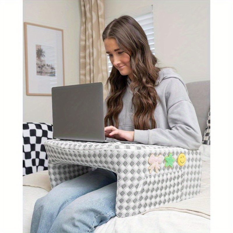 gaming reading pillow with arm rest side pocket adjustable