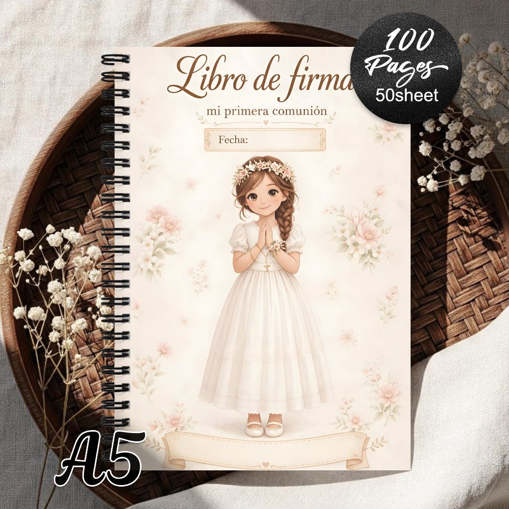 TEMU Libro de visitas y diario de recuerdos en español, 1 pieza, para primera comunión, despedidas de soltera, - Libro de firmas en español para ,