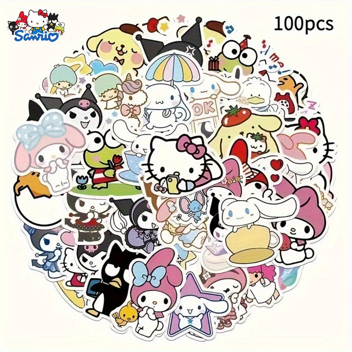 100 Kawaii Stickers, for Kuromi Tablet Stickers, Girlfriends Gifts, Party Favors, Home Decorations, Suitable for Journals, Skateboards, Water Bottles, Suitcases, Guitars and Mobile Phones Decoration