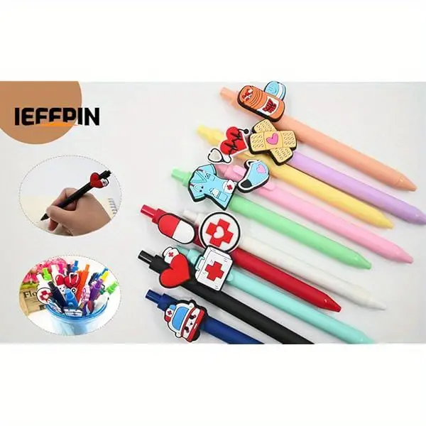 10pcs cute nurse pens, fun cartoon nurse pen, retractable gel ink pens, multi- functional writing tools for nurses, assistant students, woman gifts, nurse gifts, nursing student accessories, healthcare accessories, nurse station essentials, pens, themed writing instruments, reliable retractable mechanism, smooth writing tools, writing instruments, healthcare workers Product details 0