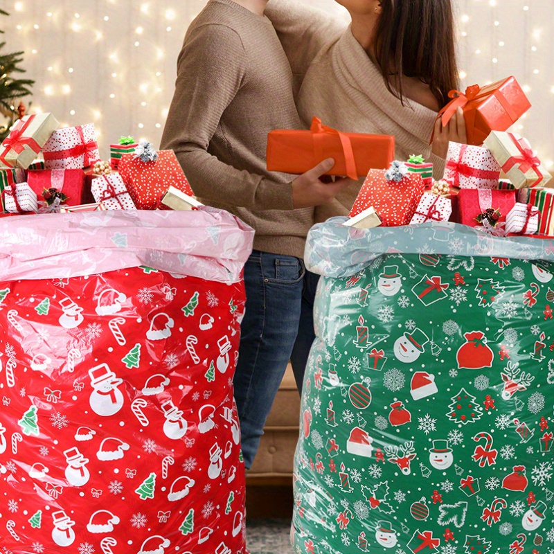1pc Extra Large Reusable Christmas Gift Bags with Tags and Ties, Heavy-Duty  Santa Claus Design for Holiday Presents, Festive Xmas Packaging for