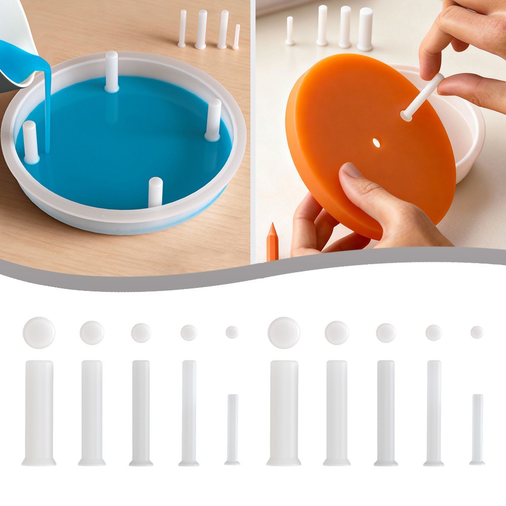 TEMU 15pcs Silicone No-drill Hole Pins For Resin Liquid Molds To 3/4/5/6/8mm Diameters, Irregular Shape