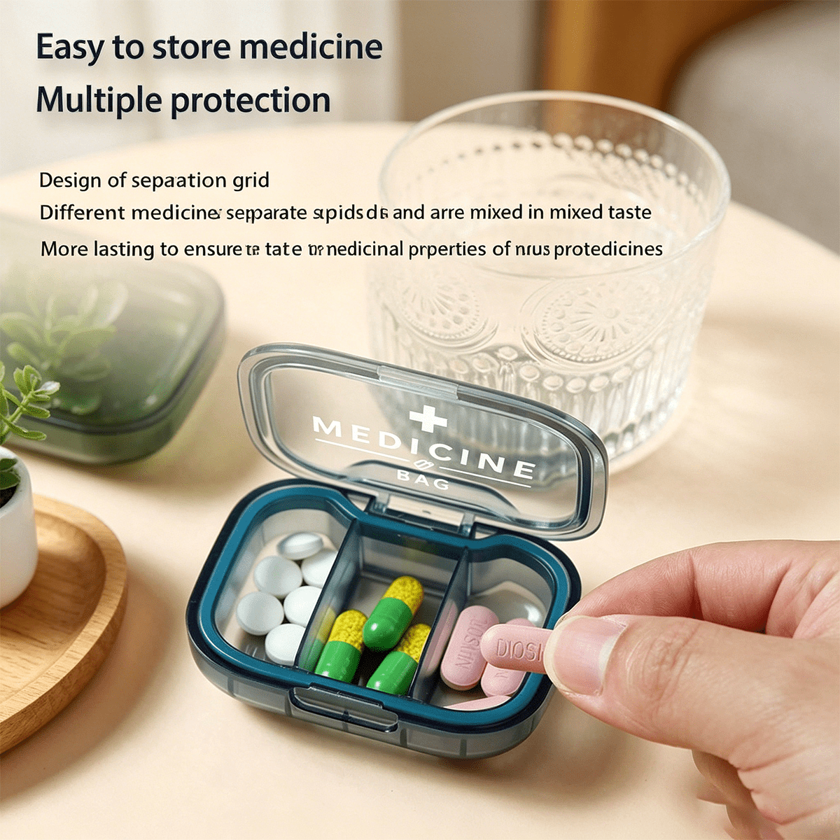 Portable Mini Storage Box with Printed Cross and Letters