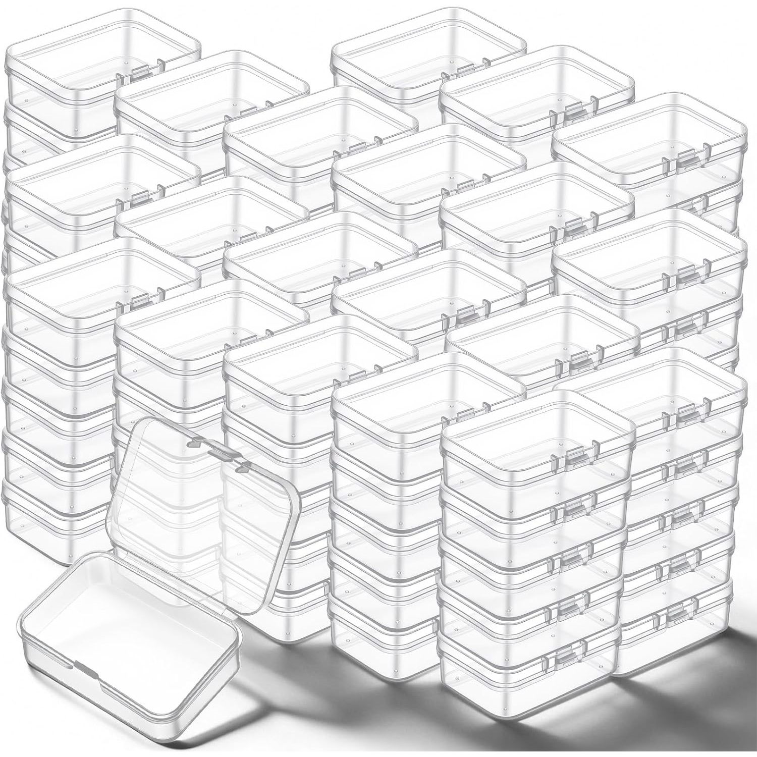 TEMU Pack Of 100 Mini Square Clear Plastic Boxes With Lids-small Storage Containers Ideal For Sorting Beads, Jewelry Findings, And Craft Accessories,