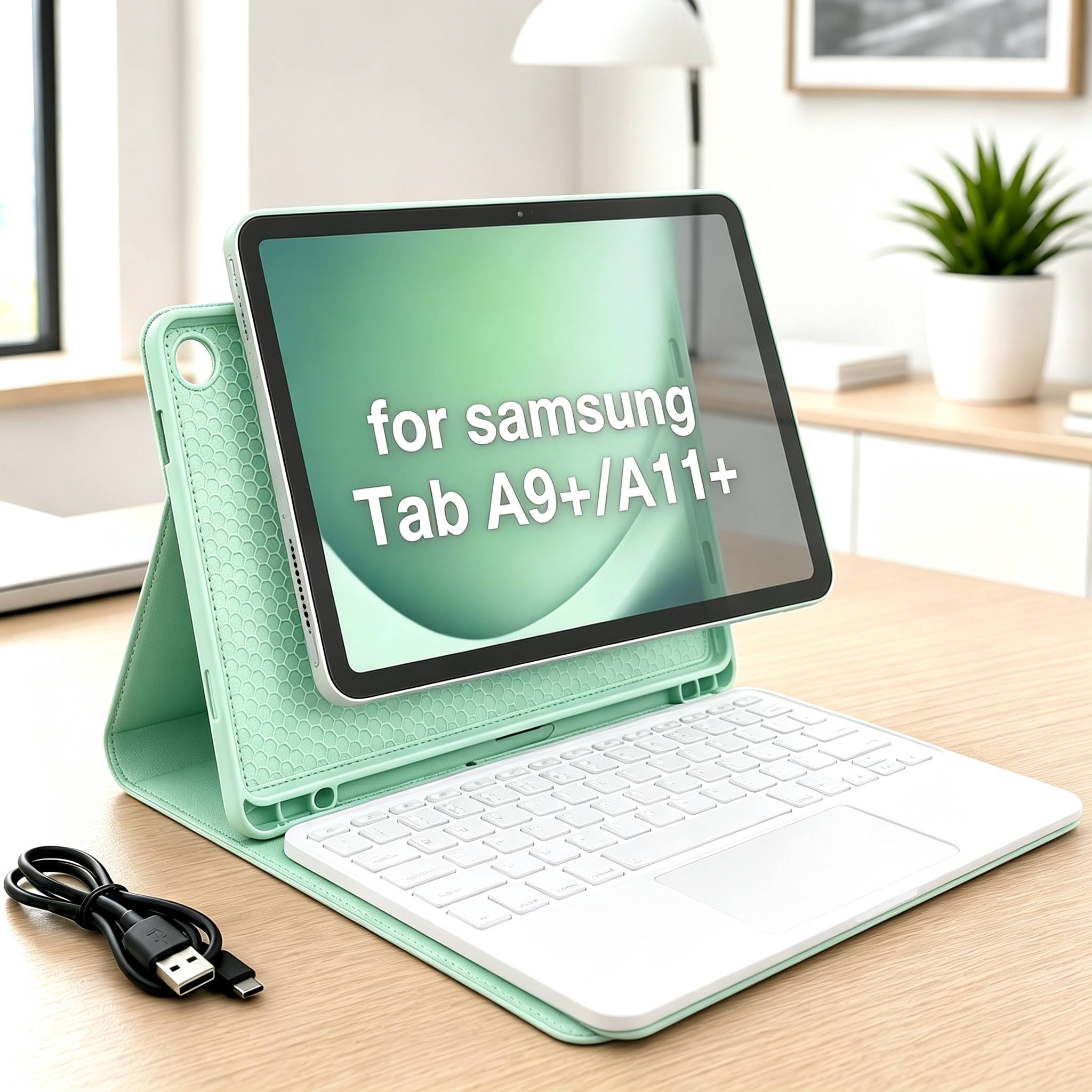 TEMU Detachable Usb Keyboard Case For Galaxy Tab A9 Plus 11 Inch Sm X210 X215 X216 X218 Magnetic Protective Cover With Pencil Slot Compatible With
