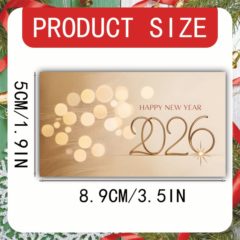 TEMU 100pcs Set, Happy New Year Thank You Cards - Peace, Happiness, And Love - New Year Fireworks Gift Card, Greeting Card - Happy New Year 2026