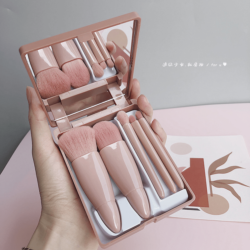 10 komada set za šminkanje lica s puderom, korektorom, konturom, rumenilom i mat bronzer prahom, uključuje 5 ružičastih četkica s kutijom s ogledalom, dugotrajni, prijenosni profesionalni set za šminkanje za žene, set za konturiranje, sveujedan set za šminkanje lica kao poklon