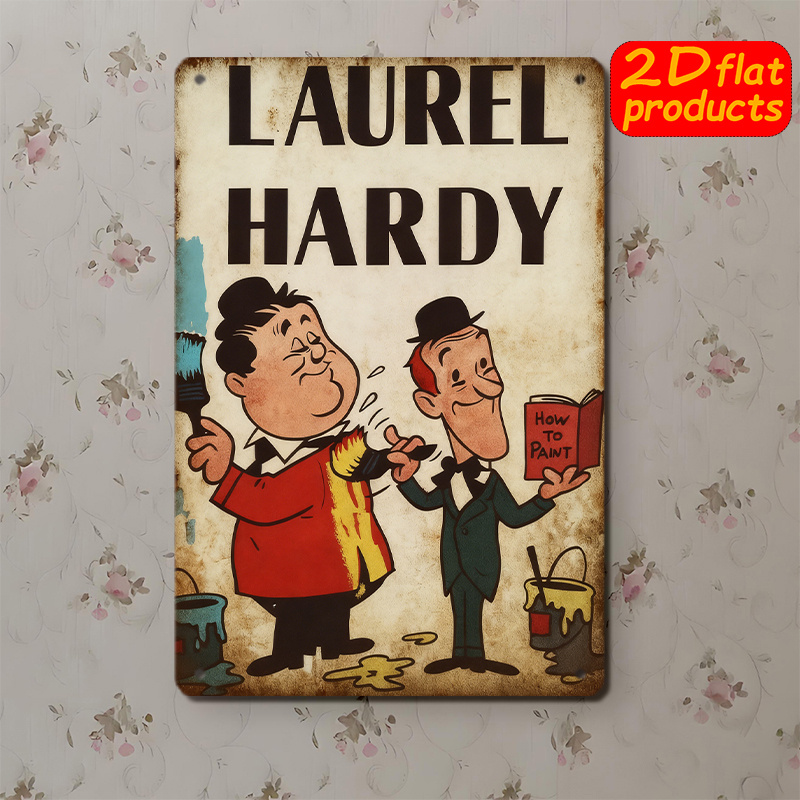 その他 Vintage/Laurel & Hardy MADE IN England Laurel & Hardy Cartoon Characters Tin Metal Signs Home Décor