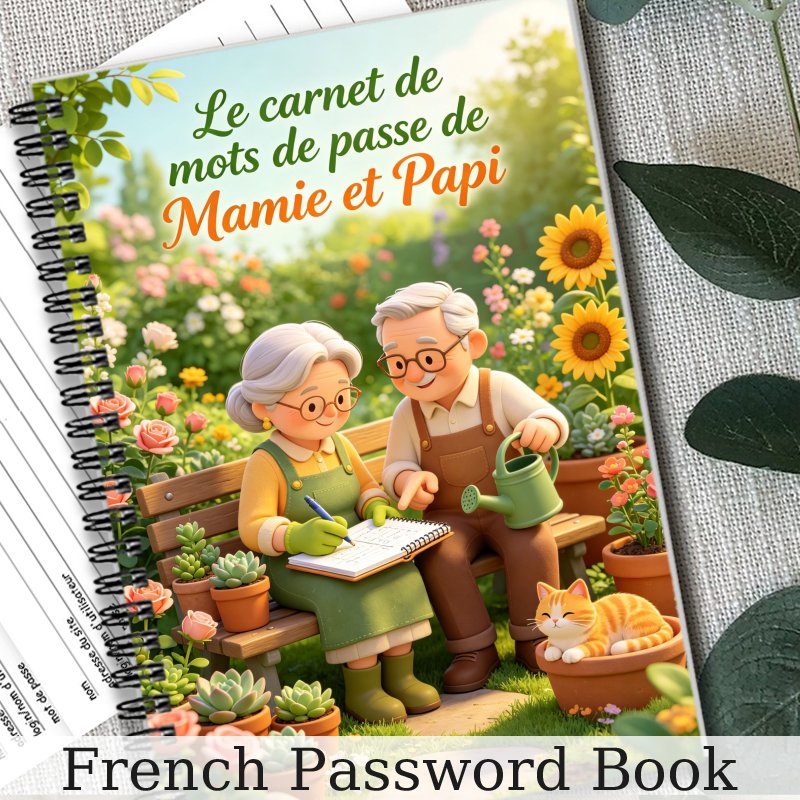 TEMU 1pc Cahier de de passe français, Organisateur de de passe sécurisé, Joli cahier de logbook pour couple âgé de jardin, Papeterie de de passe pour