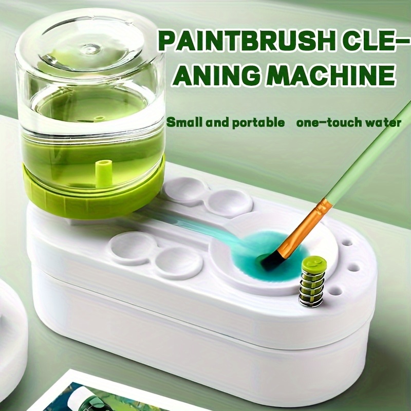 Professional Automatic Brush Cleaner with Watercolor & Acrylic Paint Cleaning System - Compact & Portable Design, Greenish-White, Ideal for Artists, Detailed Cleaning Tool for Brushes and Art Supplies, Portable Cleaner, Sleek Cleaner, Sturdy Construction