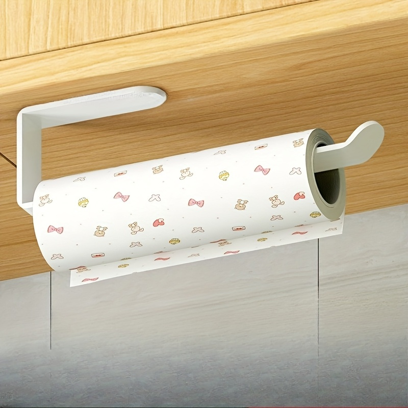 plastic paper towel holder for the kitchen no drilling required this self   rack serves dual purposes as a towel bar for the bathroom and a wall mounted towel ring   hanging hand towels in the toilet