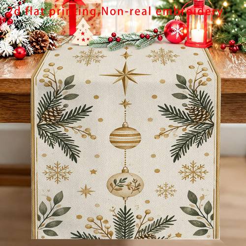 öğe resmi 1 adet vintage noel çam topu desenli, noel masa bayrakları ve masa örtüleri, 2d düz baskı, yemek masası, ev dekorasyonu, masaüstü koruması, parti ve festival dekorasyonu için