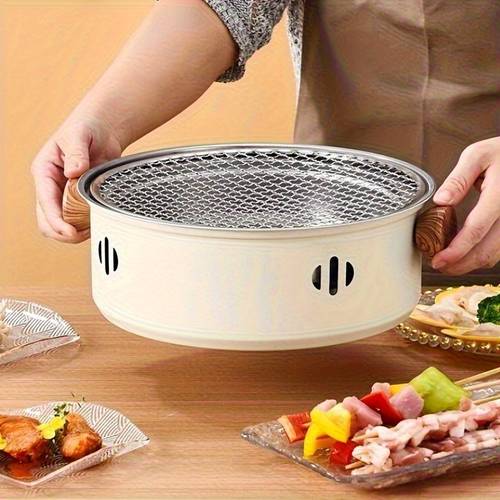 portable stainless steel charcoal fire grill indoor and outdoor with grill mesh desktop bbq grill camping yard cooking artifact easy to clean and removable