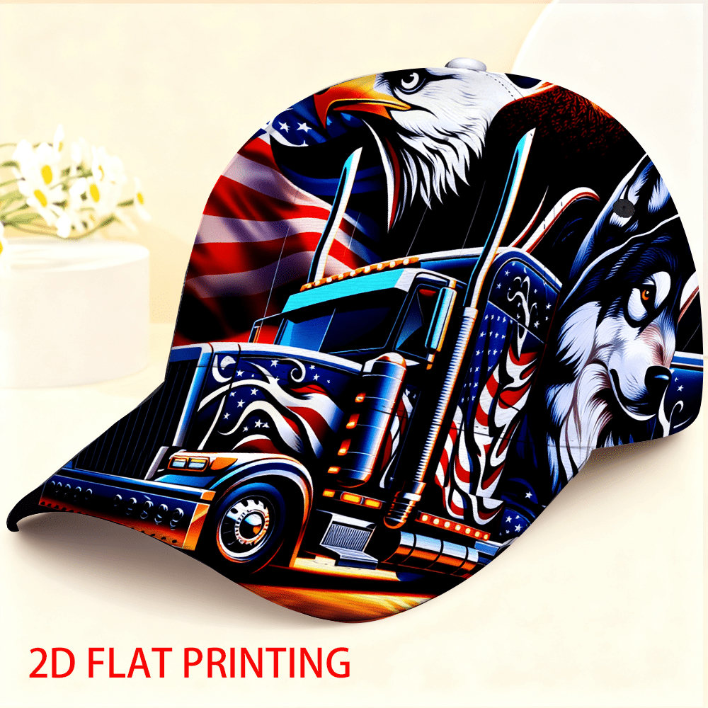 TEMU 1 Adjustable 2d Flat American-style Trucker Design Baseball Cap- Fashionable Cap, Unisex, Comfortable And Lightweight, Suitable For Shopping,
