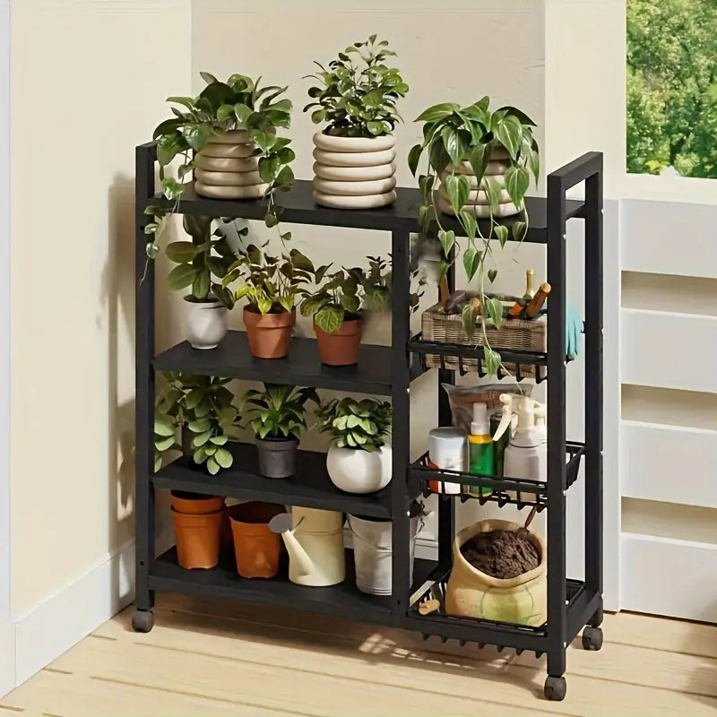 heavy duty four tier adjustable storage rack with 3 metal baskets space saving vertical organizer easy to assemble sturdy frame suitable for kitchen garage bathroom office ideal for small spaces and heavy   kitchen storage 3