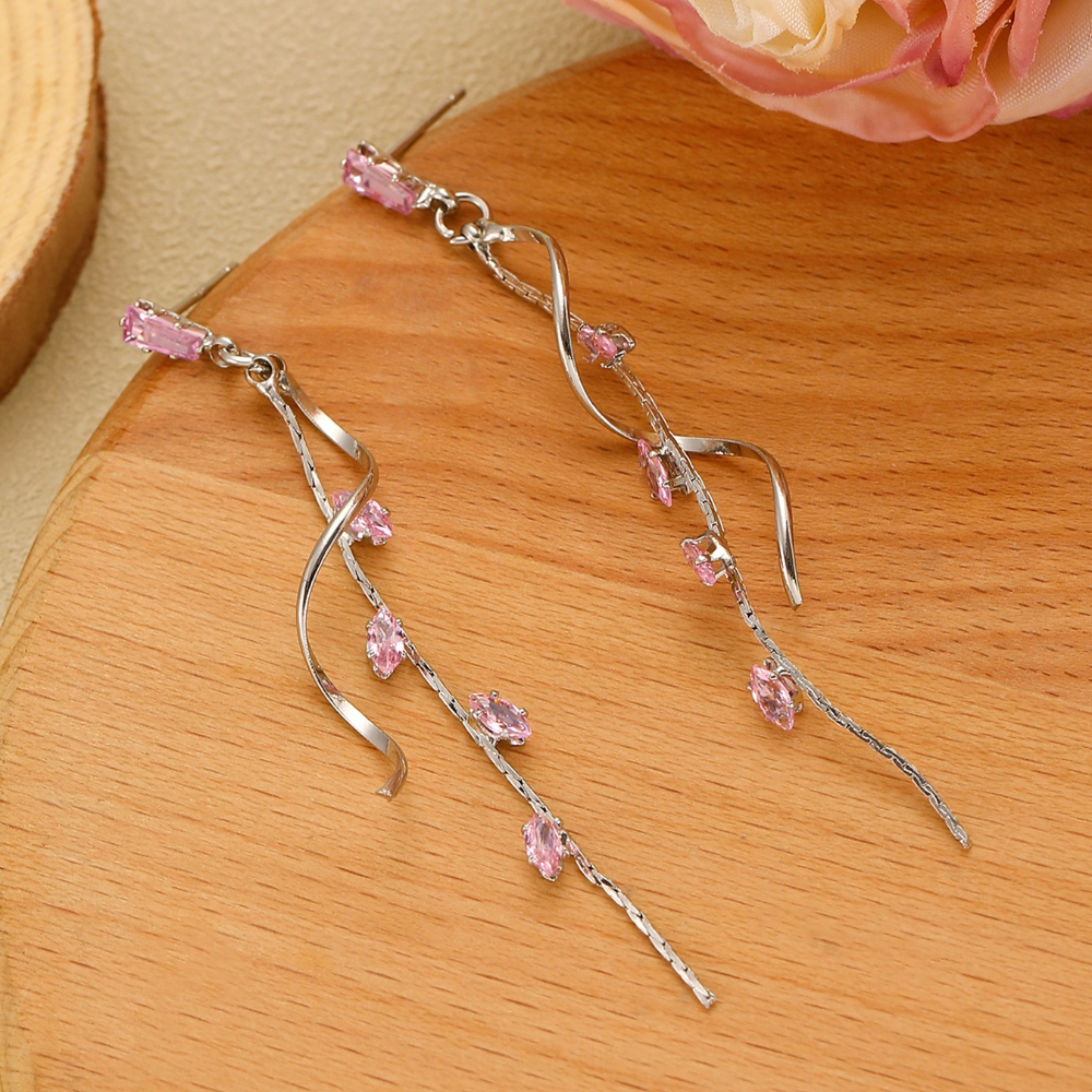 Exquisite Tassel Earrings with Synthetic Zirconia, Elegant Design