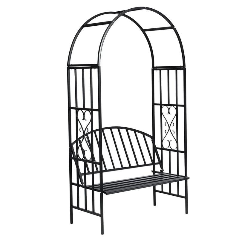 rose arch with bench black wrought iron climbing plant stand for   party decor durable outdoor indoor arches with heart   romantic gazebo wedding decoration