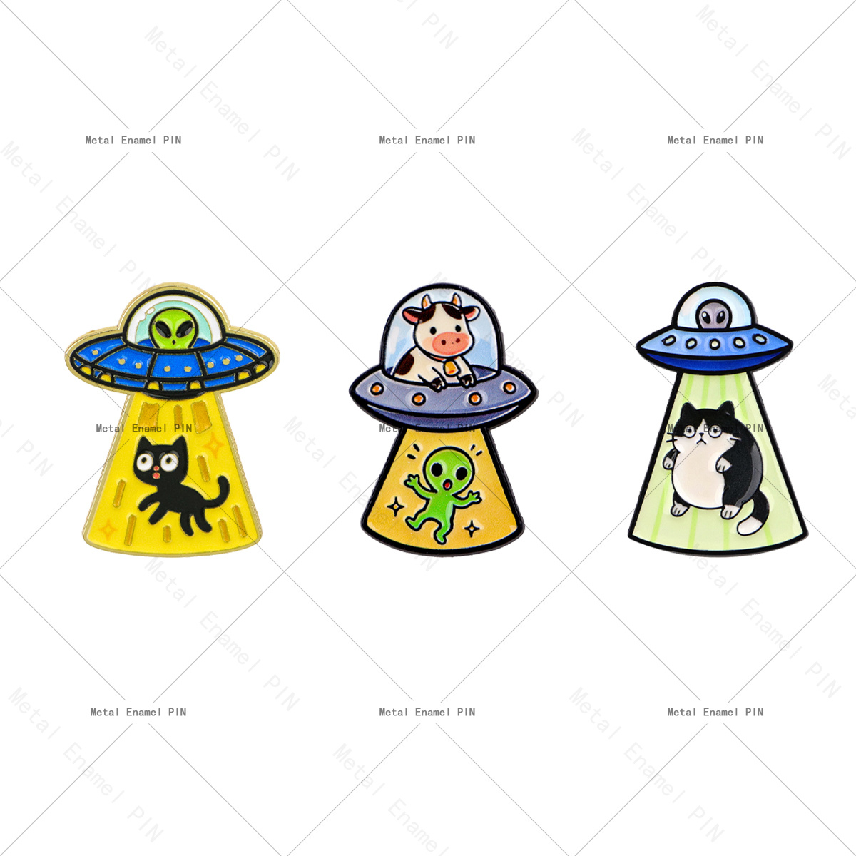 TEMU 3pcs Cute Ufo Enamel Lapel Pins Unisex Brooch Badges Fashion Accessories For Backpack Clothing Gift