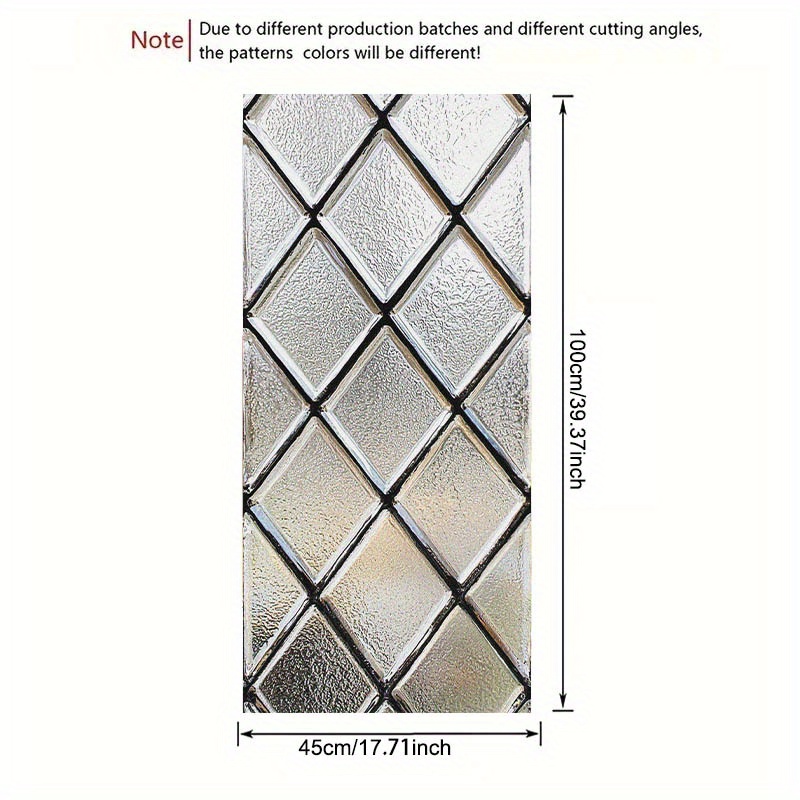 TEMU 2d Flat - 2d Flat - 1pc 2d Single-chip Gray Rhombus Electrostatic Glass Window Sticker, Suitable For Window Decoration In Home Offices, Kitchens