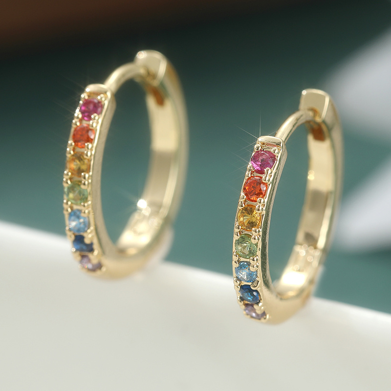 TEMU 1 Pair Women's Fashion Multi Colored Artificially Hoop Earrings, Golden Colour Huggie Hoops, Small Dainty Hoop Earring, Snap Cartilage Hoops,