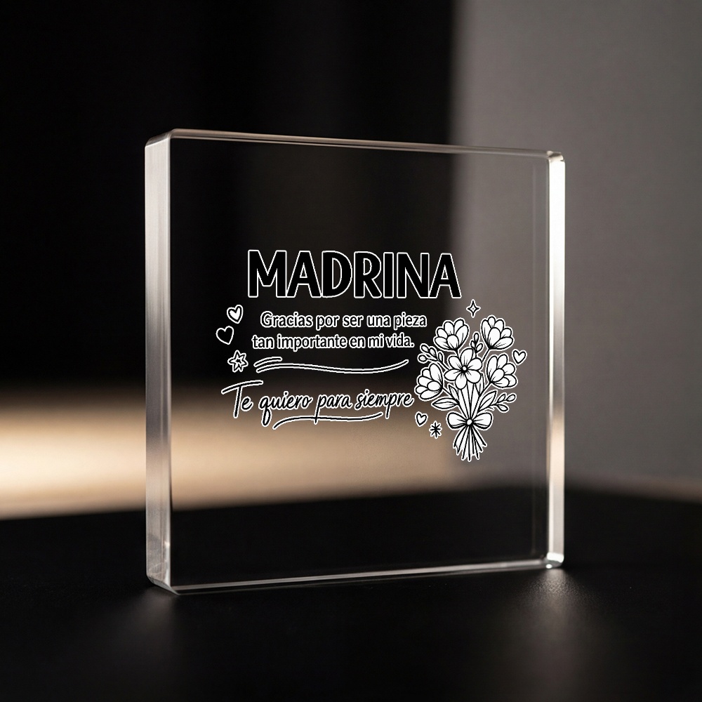 TEMU Figura 2D de regalo para española - Placa de acrílico transparente con texto en español "" y diseño floral, adecuada para , Navidad, recuerdo de