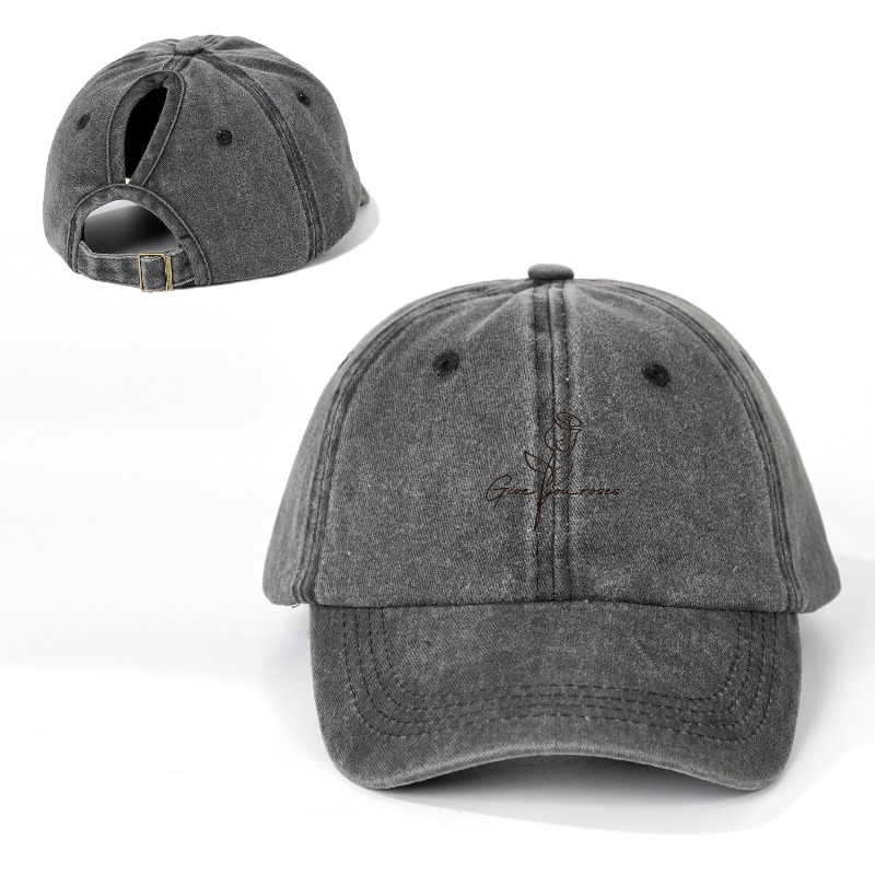 TEMU Printed Floral Washable Ponytail Baseball Cap Unisex Trucker Hat Breathable Adjustable Golf Cap Women's Summer Fashion Curved Cap Men Women Same