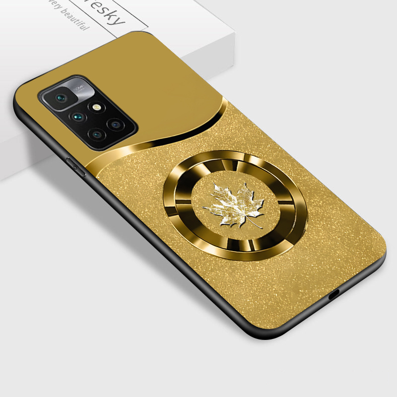 TEMU For Redmi Prime Phone Case, Golden Maple Pattern Glossy Glass Back Cover, Mobile Cover, Stylish Case, Premium Material, Scratchresistant, Slim