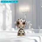 2D Flat, 1pc 360 rotating 2D flat acrylic decoration Polka Dot Sculpture with Exaggerated Eyes and Decorative Pattern Suitable for living room decoration, desktop decoration with base, , 2D Flat