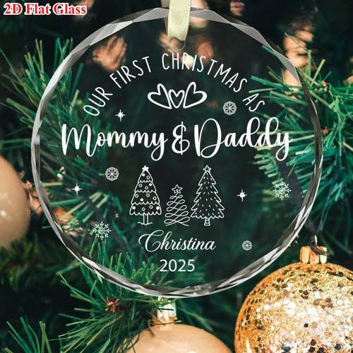 item picture 2d flat 2025 first christmas as parents footprints names new parent keepsake dad gift with hanging loop 2025 family tree decoration s name year 2d flat