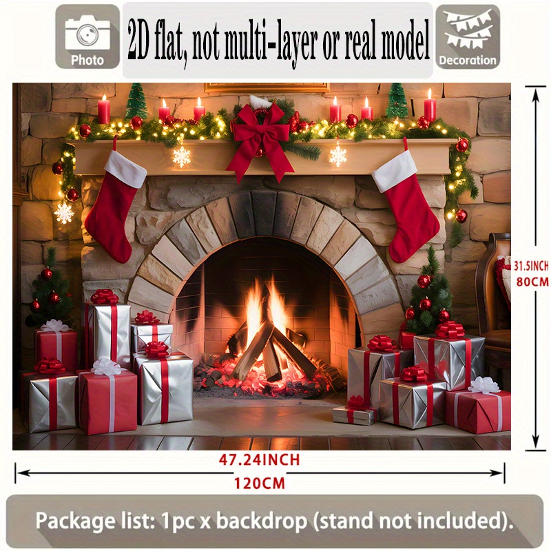 TEMU 2d Flat, 2d Flat Banner, 1pc, Festive Christmas Party Background Decoration Background Photo Props, Perfect For Christmas And Seasonal