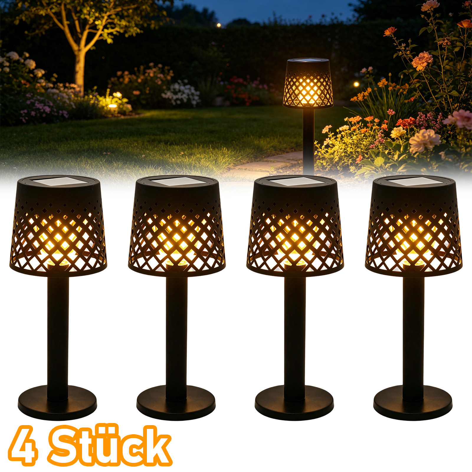 【3d】 4pcs Set Of Garden Decorative Floor Inserts With Cutout Design And Nighttime Safety , Suitable For Gardens, Patios, , And