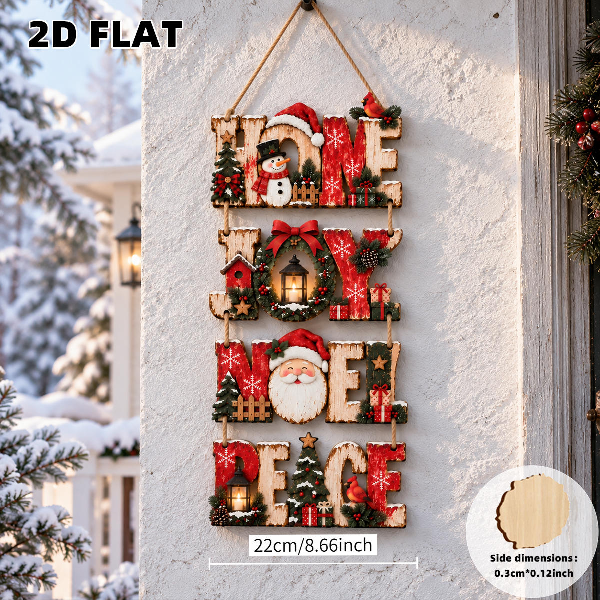 TEMU 2d Flat, 4pcs Set Christmas Wooden Decorative Plaques, Party Decorations, Gift, Home Decor, Christmas Decorations, Suitable For All Scenes,