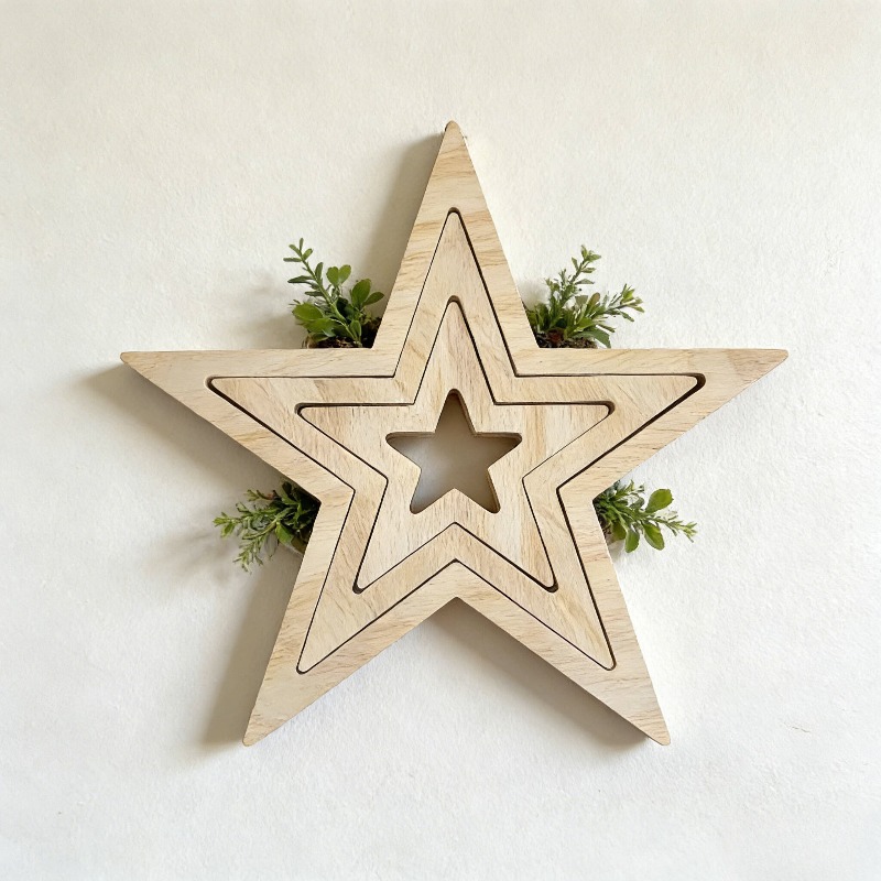 TEMU 3pcs Starry Decor Set - Natural Wood Grain Tabletop Ornaments, Ideal For New Year, Valentine's Day, Or Birthday Gifts; Rustic Style Texture,