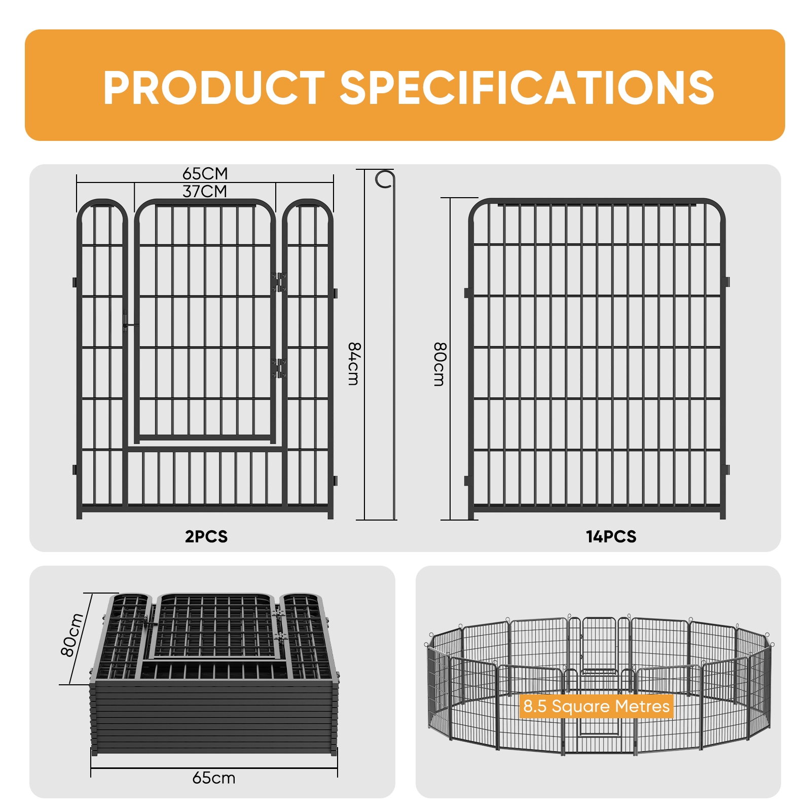 Loinklds Foldable Metal Puppy Playpen 6 To 16 Panels With Entry And Exit Door For Indoor And Outdoor In Matte Black In Sizes
