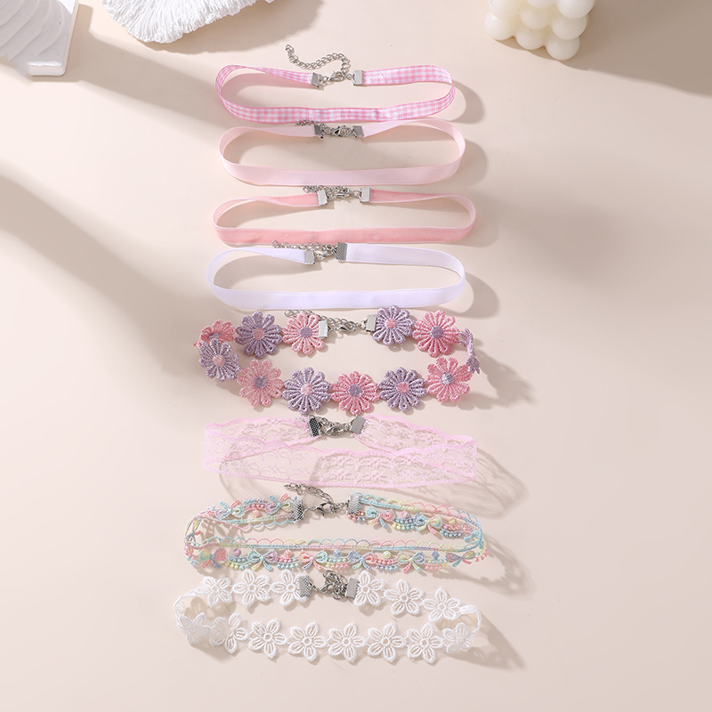 8pcs Elegant Lace Flower Choker Necklace Set