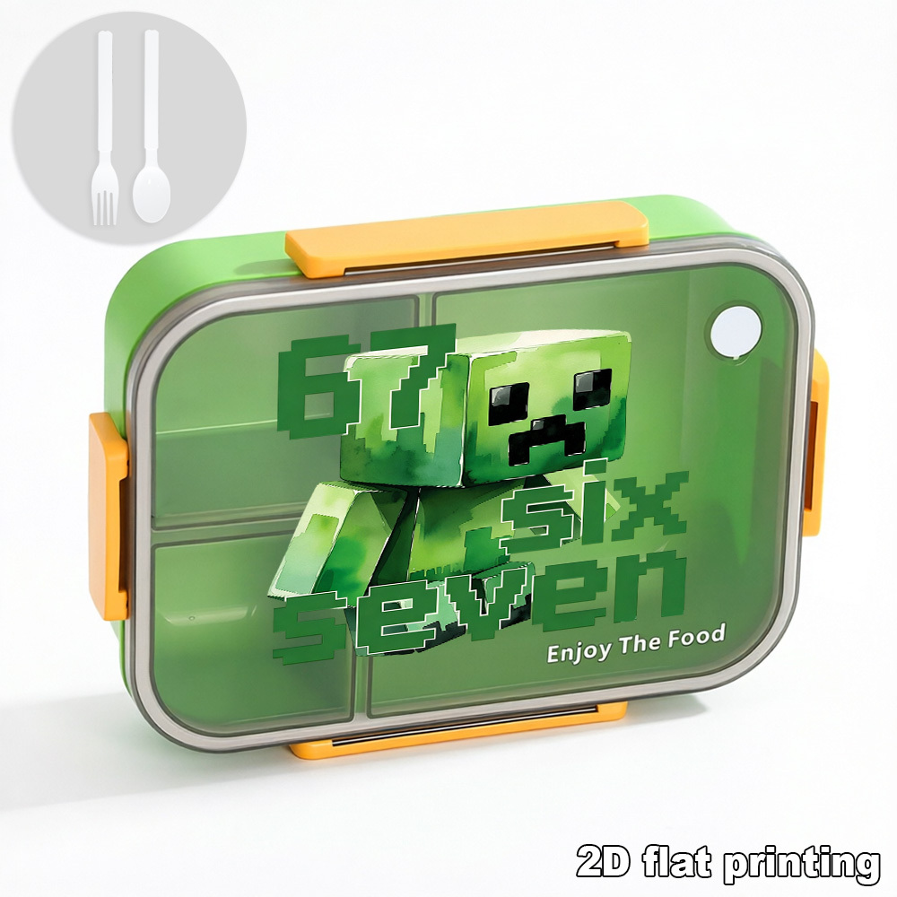 TEMU Cartoon Print 1pc Back To School Bento Lunch Box Pixel Game Pattern Campus Daily Dining Outdoor Picnic