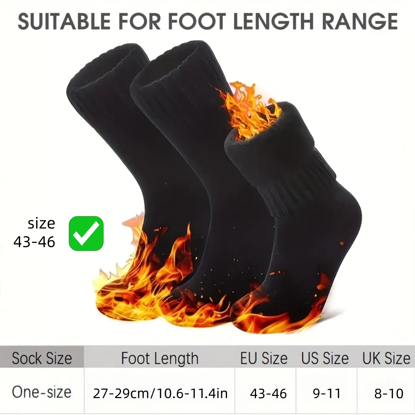 TEMU 2 paires de chaussettes de ski d'hiver chaudes pour homme - Chaussettes épaissies -froid pour ski et vélo - Style polaire - Tailles US 4.5-9 /