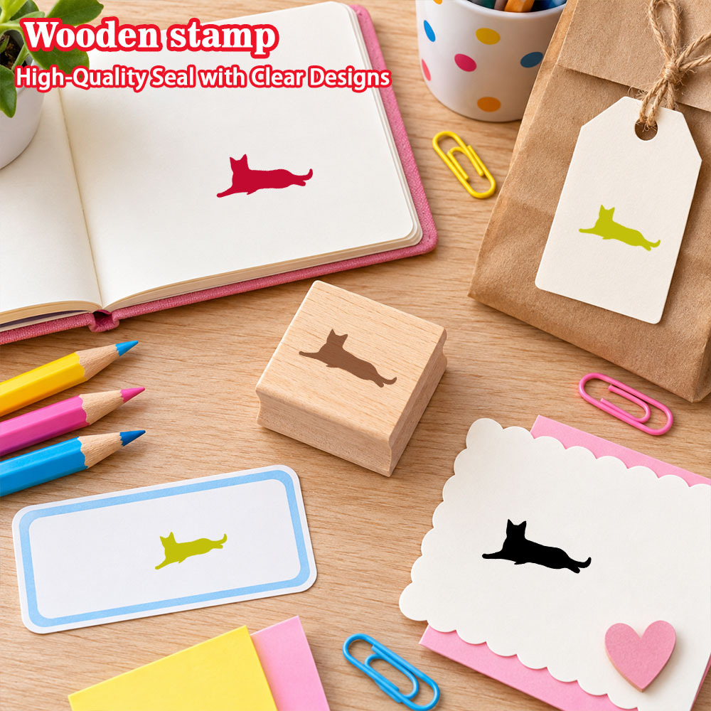 Small Rectangular Wooden Stamp for Journals and Scrapbooking