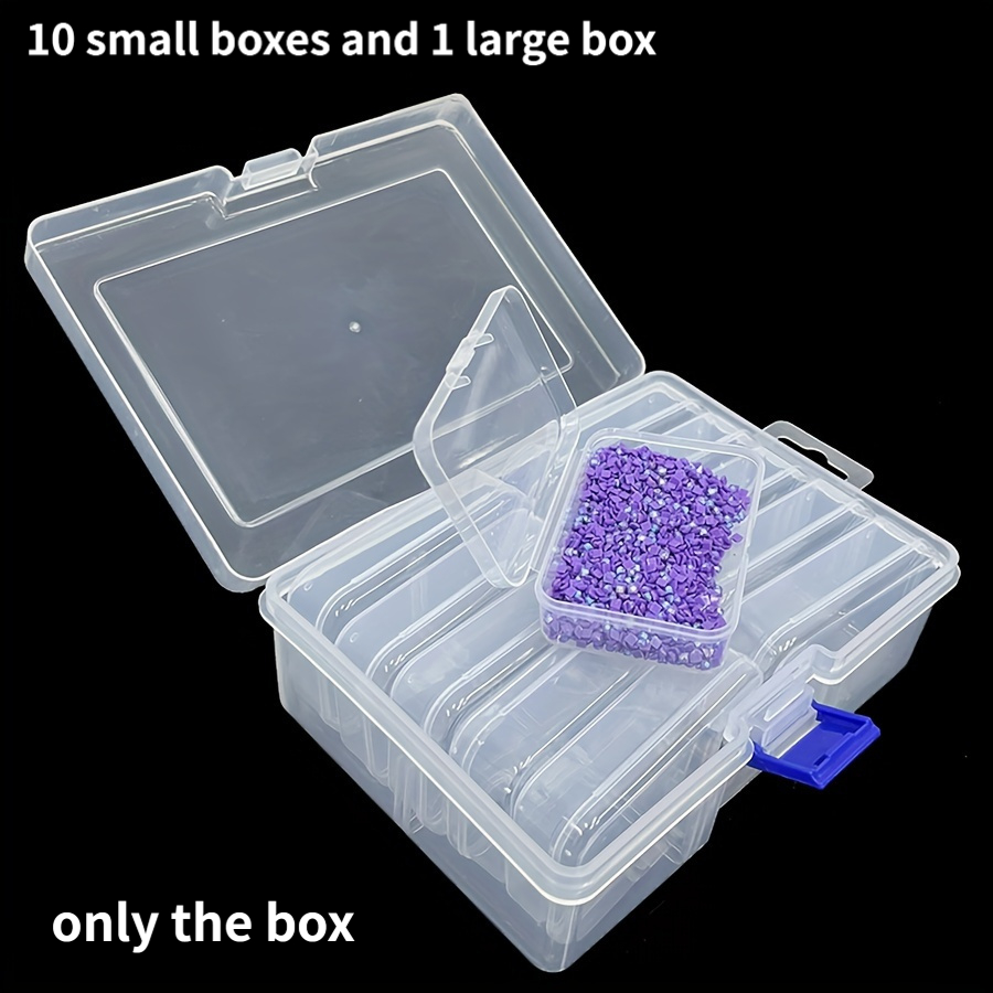 TEMU A Set Of 10pcs Small Boxes For Beading And Painting Crafts, Made Of Transparent Plastic. This Rectangular Storage Box Is Designed For Art