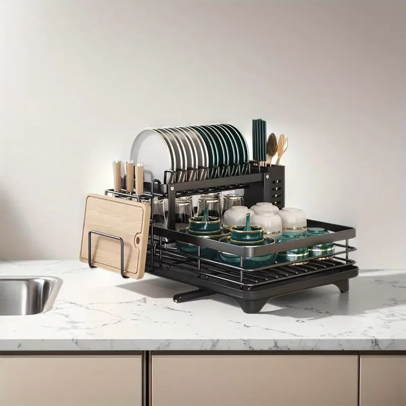 dish drying rack multifunctional dish rack kitchen dish drying rack with cutlery storage holder for kitchen counter Product details 8
