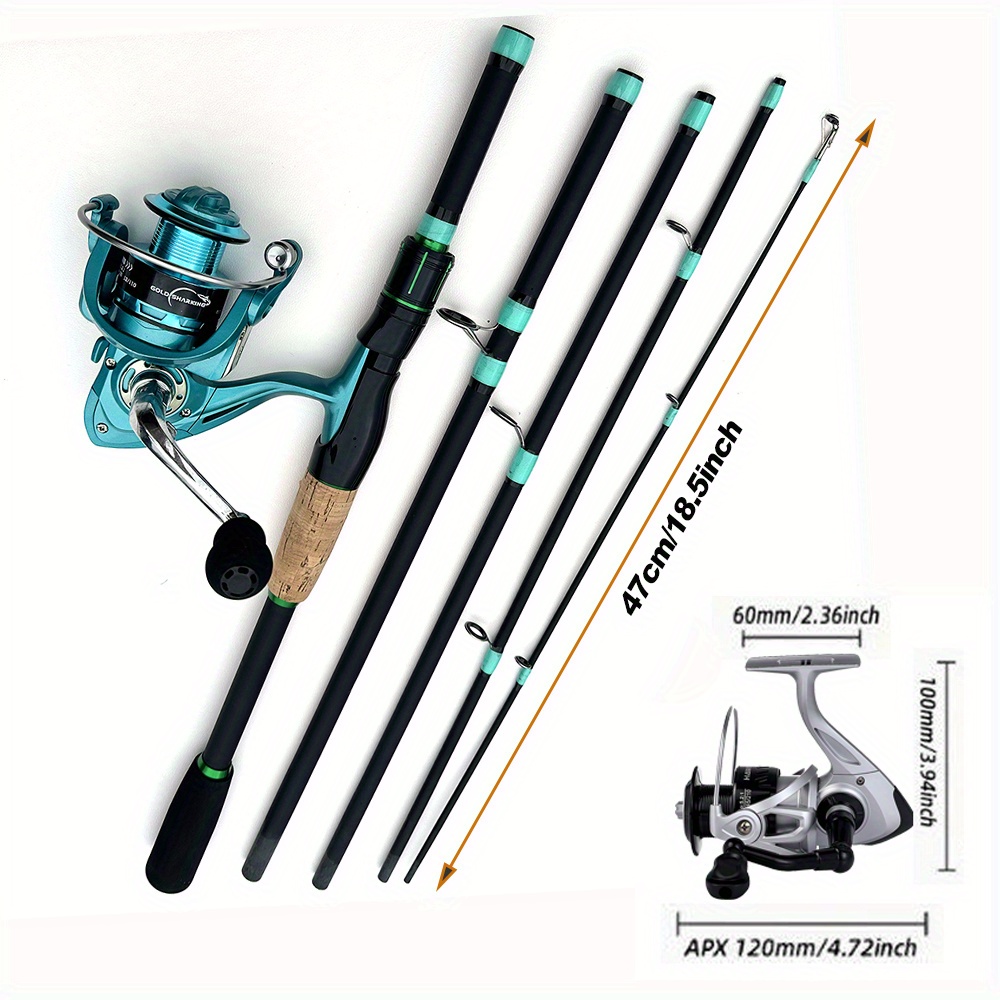 [Ultra-Light Fishing Rod] GHOTDA Ultra-Light Carbon Fiber Spinning Fishing Rod | 180/210, Travel-Friendly, ML Action, Telescopic EVA Handle, Blue & Black Design with Cork Grip - Perfect for Baitcasting, Squid, Octopus, and Boat Fishing