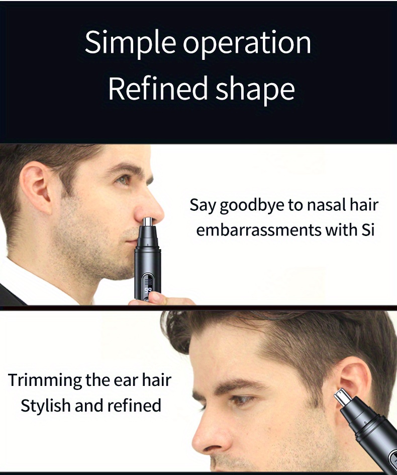 2 colors   stainless steel usb rechargeable nose ear hair trimmer with     silent operation portable wireless charging for men women Product details 1