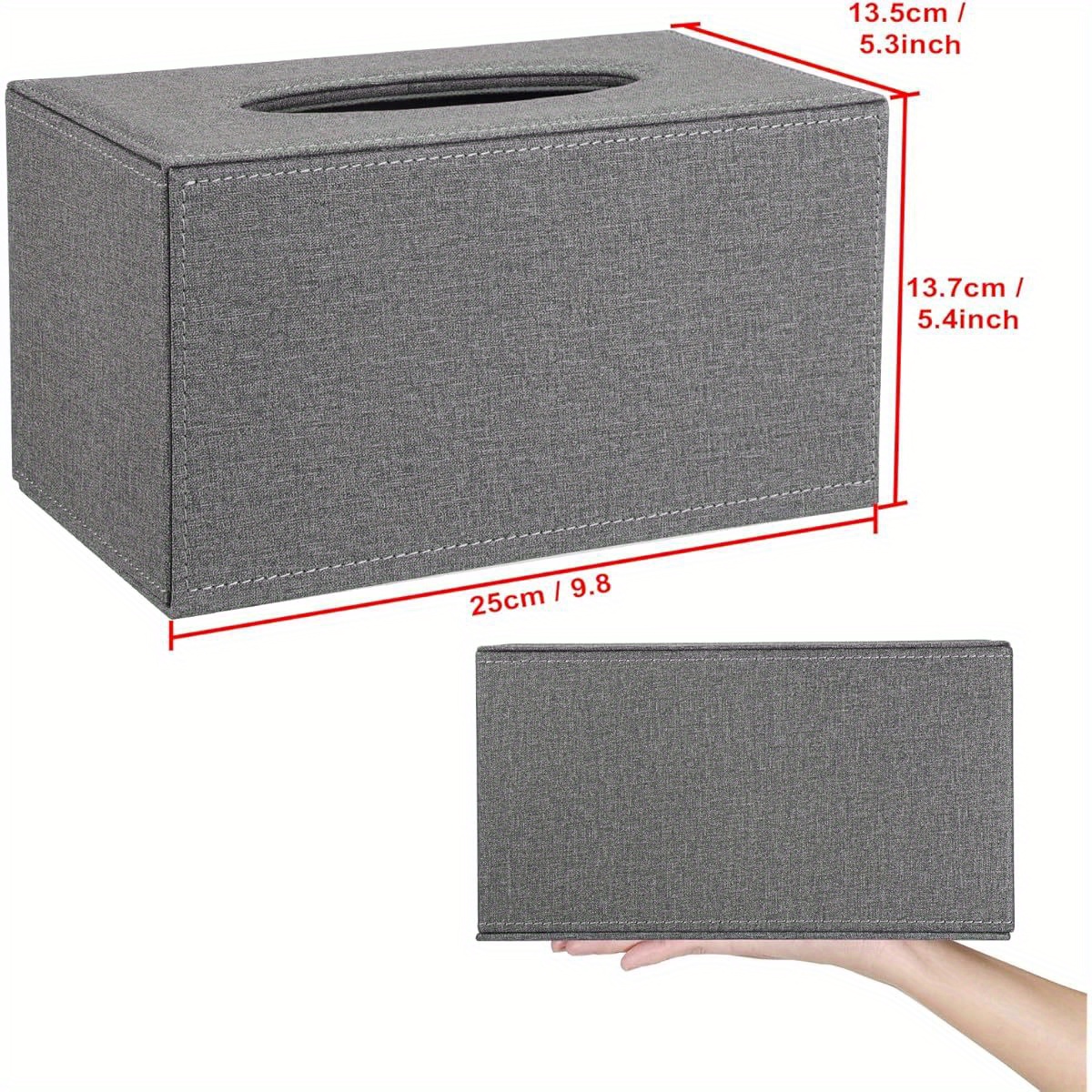 tissue box cover rectangular tissue box holder linen tissue box with magnetic bottom decorative grey tissue box for bathroom toilet living room table desk   large Product details 4