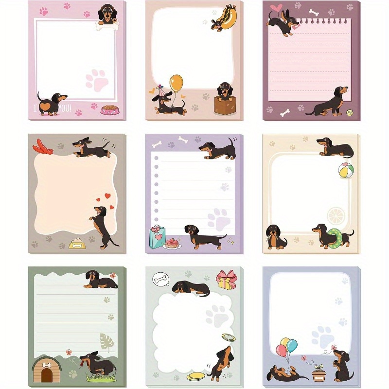 

9 Pads 450 Pages Dachshund Notes 3.15 X 3.94 Inches Cute Self Note Pads Colored Adhesive Notepad For Memo Journal Studying Office Home Dachshund Gifts For Women