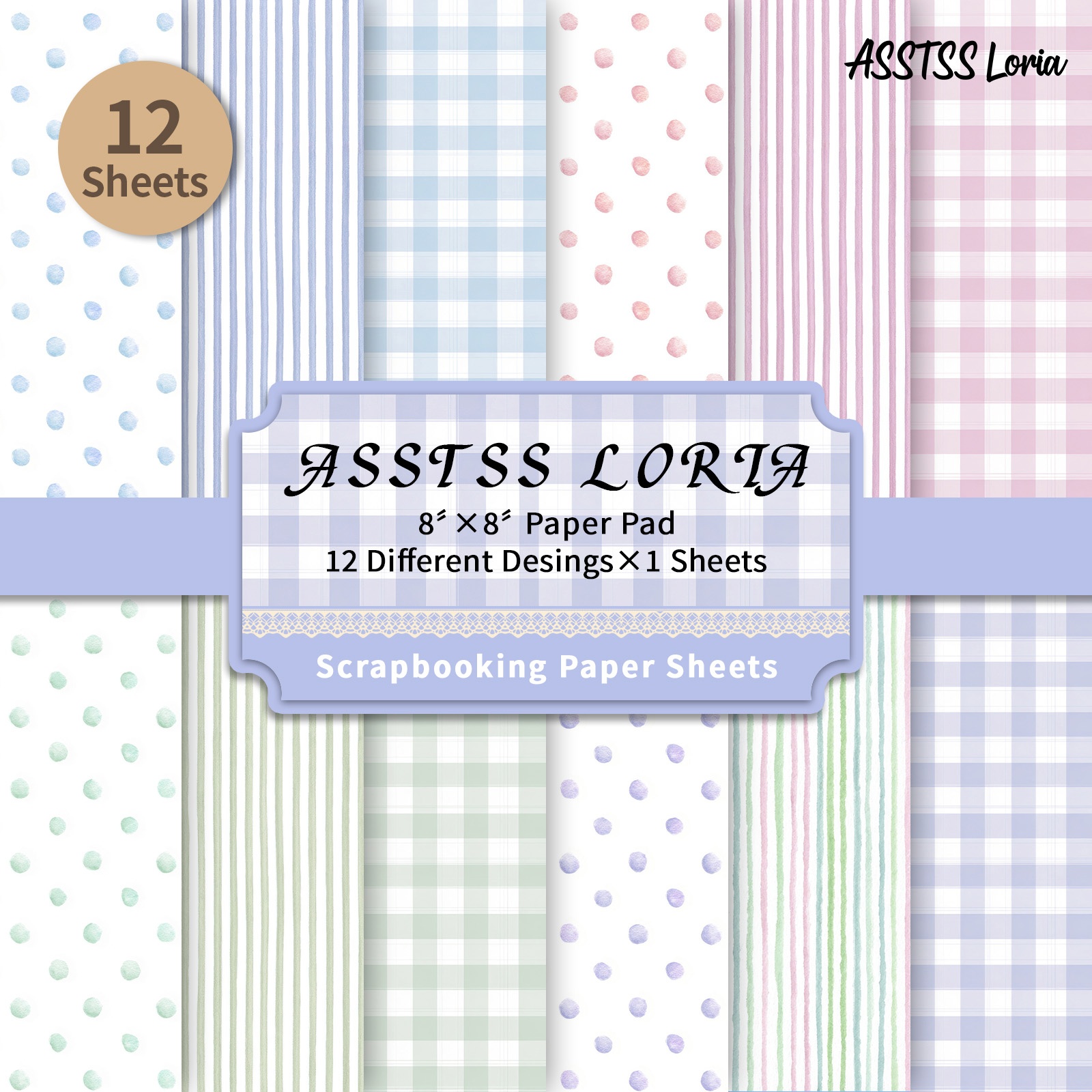 TEMU Bloc de papier pour scrapbooking ASSTSS de 12 feuilles, adapté au journaling, papier cartonné épais avec support vichy aquarelle et adapté pour
