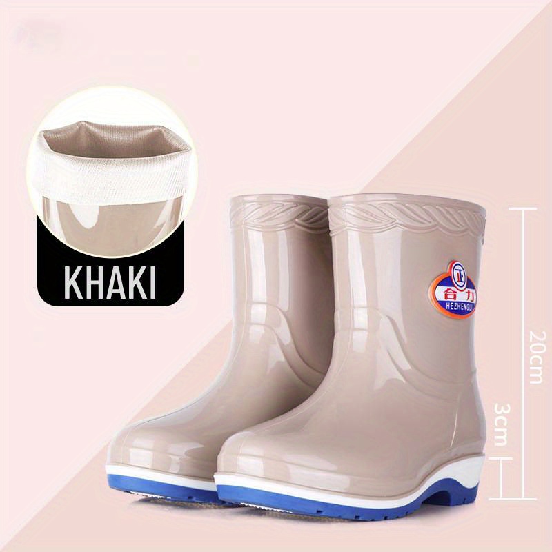 TEMU Rain Boots For Women Fashionable Mid-calf Rain Shoes Non-slip Korean Style Wear- Rain Boots