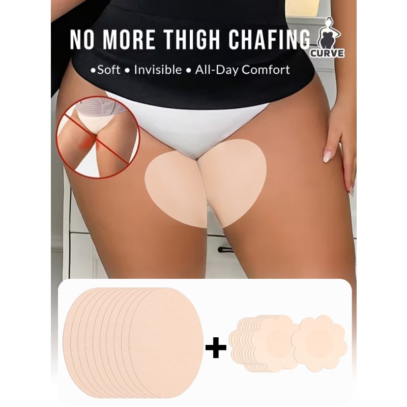 30-pack Thigh Anti-chafing Pads And Covers Set, Invisible Skin-friendly Adhesive Pads, Designed To Prevent Friction Hidden Under Clothes